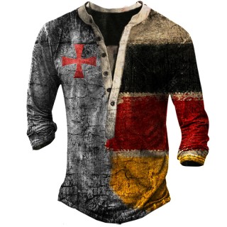 Men's Outdoor Crusades Tactical Henley Collar T-shirt